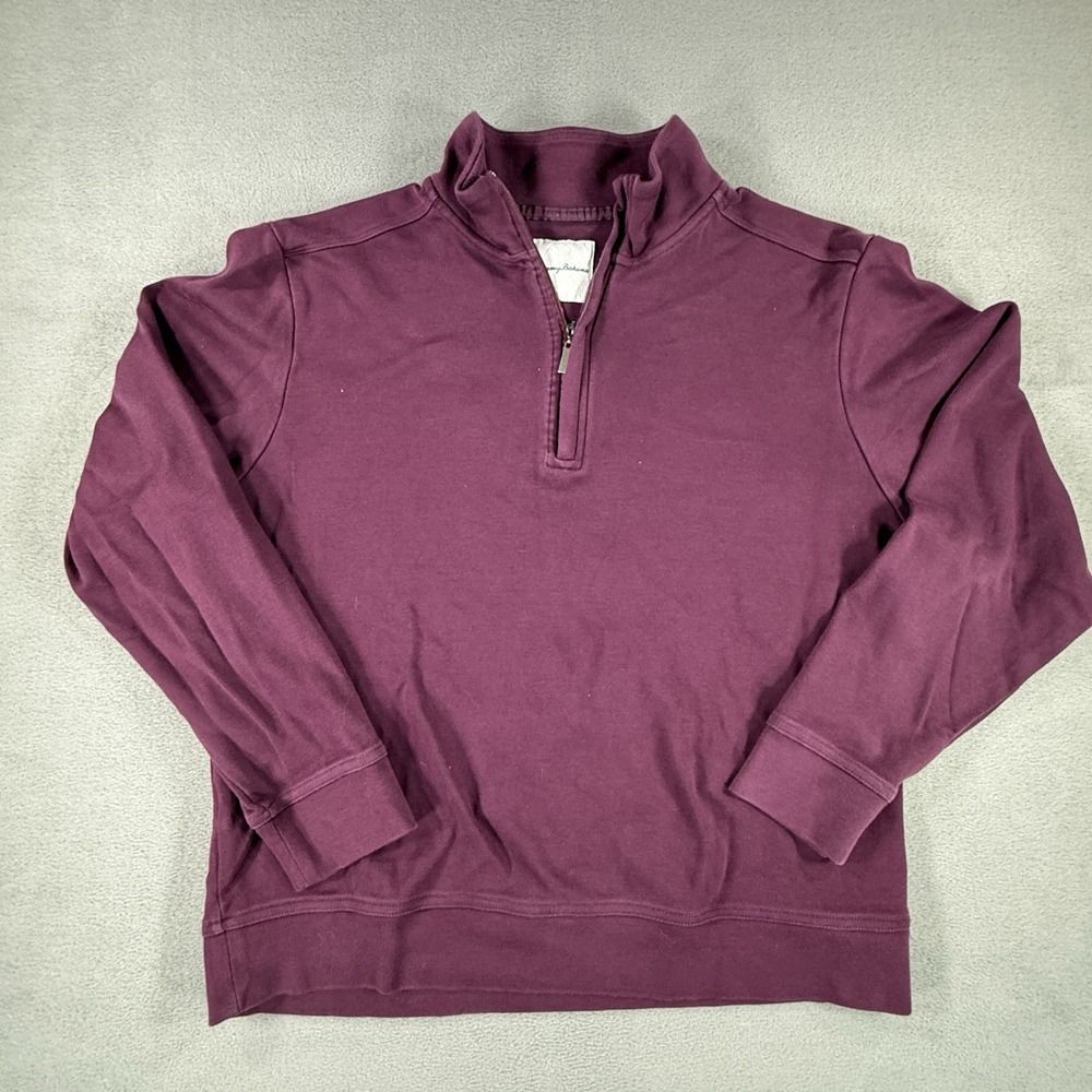Tommy Bahama 1/4 Zip Pullover Sweater Womens M Purple Pima Cotton Casual Golf